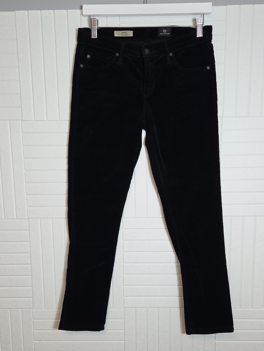 Adriano Goldschmied Black Corduroy The Stilt Cigarette Leg Pants Size 27